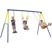 Altalena per Bambini 3 in 1 con Altalena Classica, Anelli e Altalena in Piedi ¨C Zephmum ¨C 285x160x181 cm