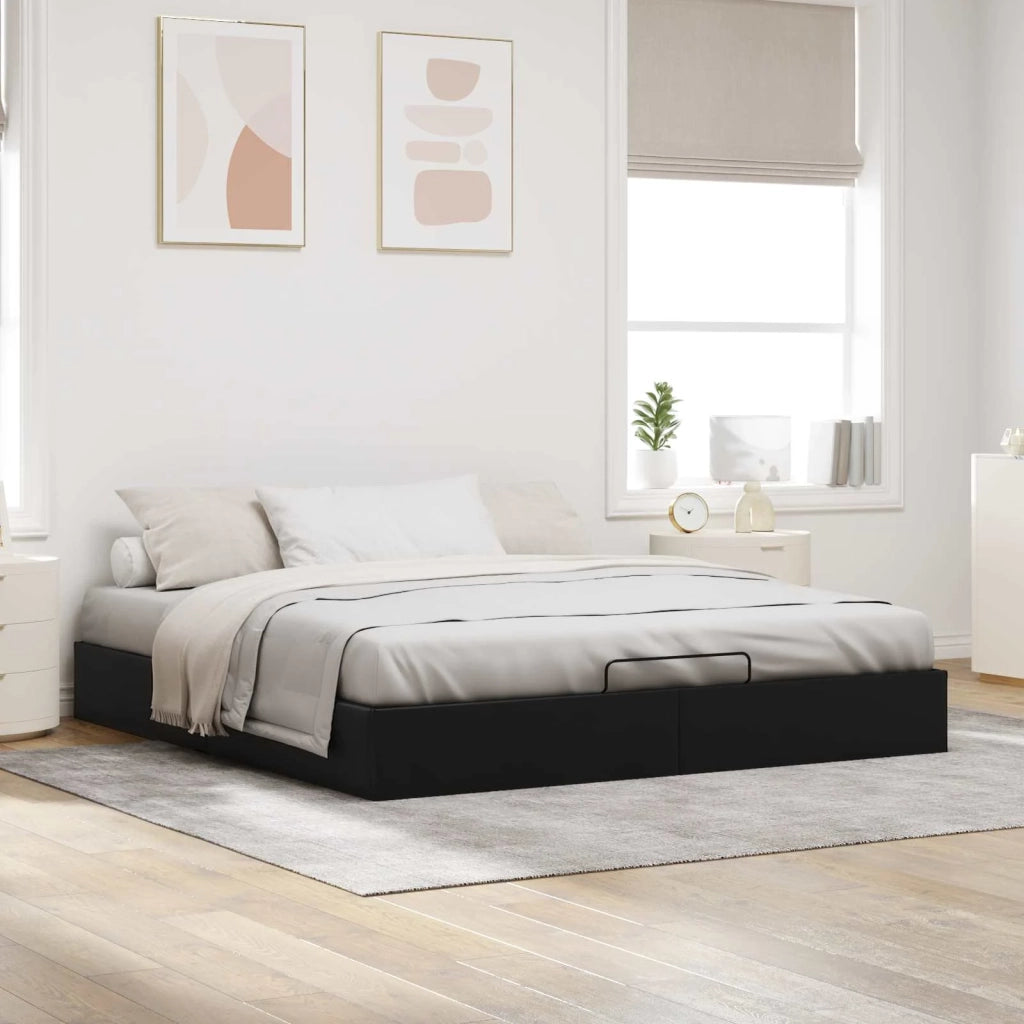 Letto ottomano Nero King size Similpelle 3403066