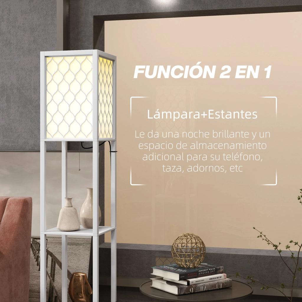 Lampada da Terra Moderna con Ripiani ¨C Zephmum ¨C Bianco 26x26x156 cm