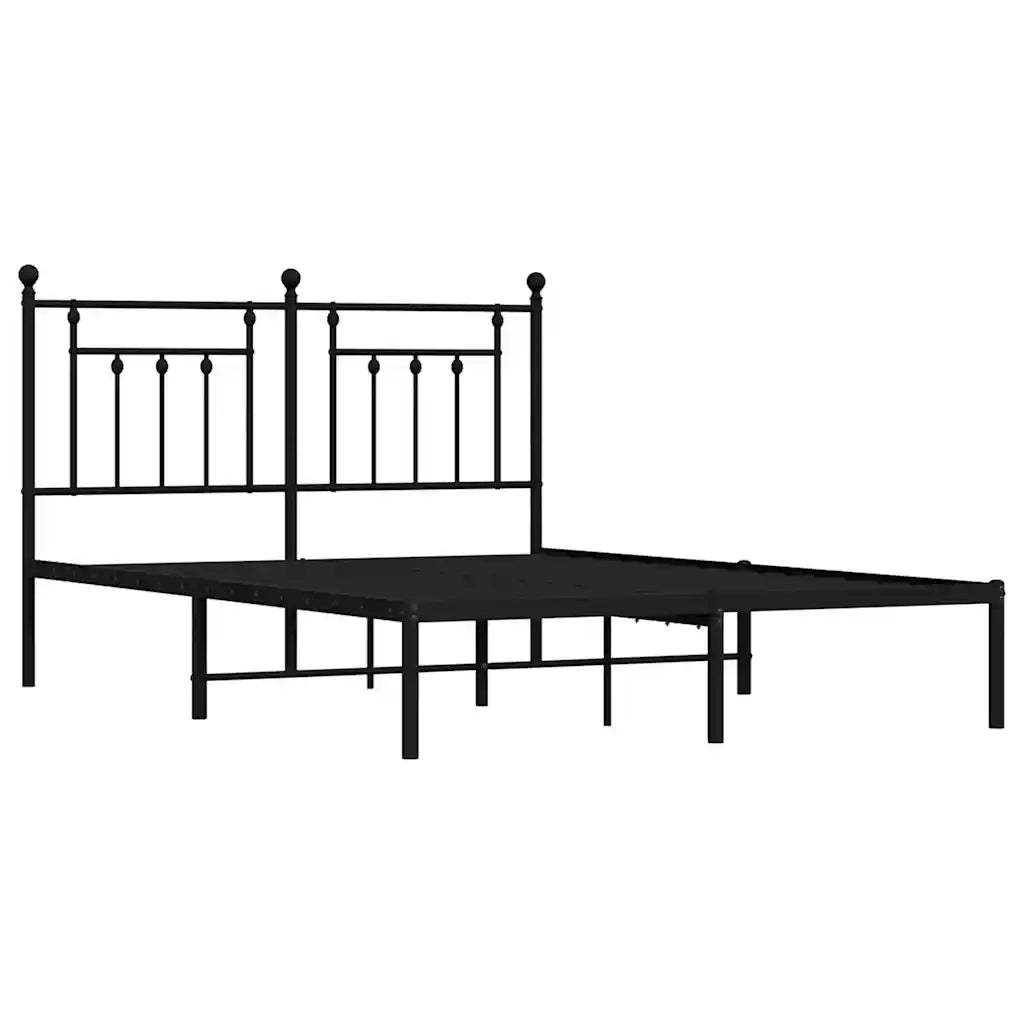 Giroletto con Testiera-Struttura Letto con testiera in Metallo Nero 140x190 cm 824182