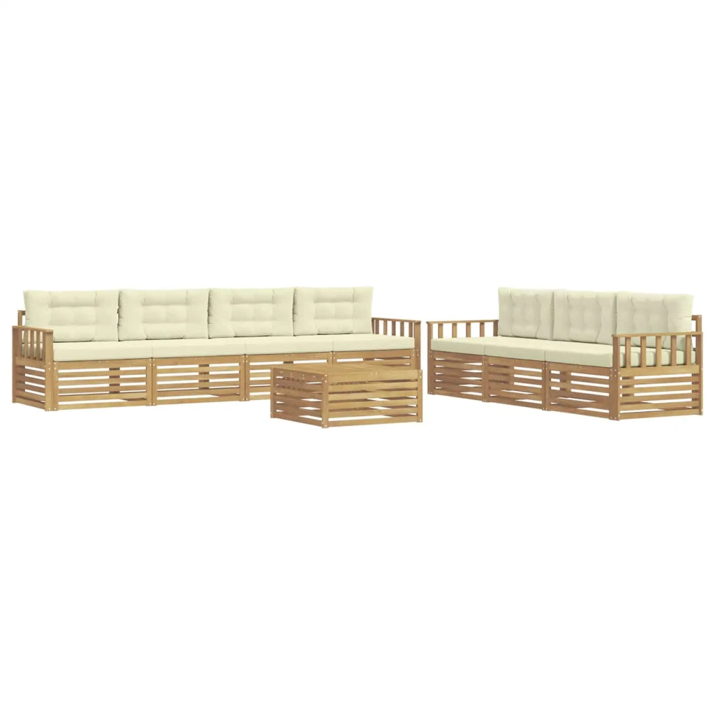 Set di divani da esterno 8 pz Bianco e Crema Poliestere 3390155