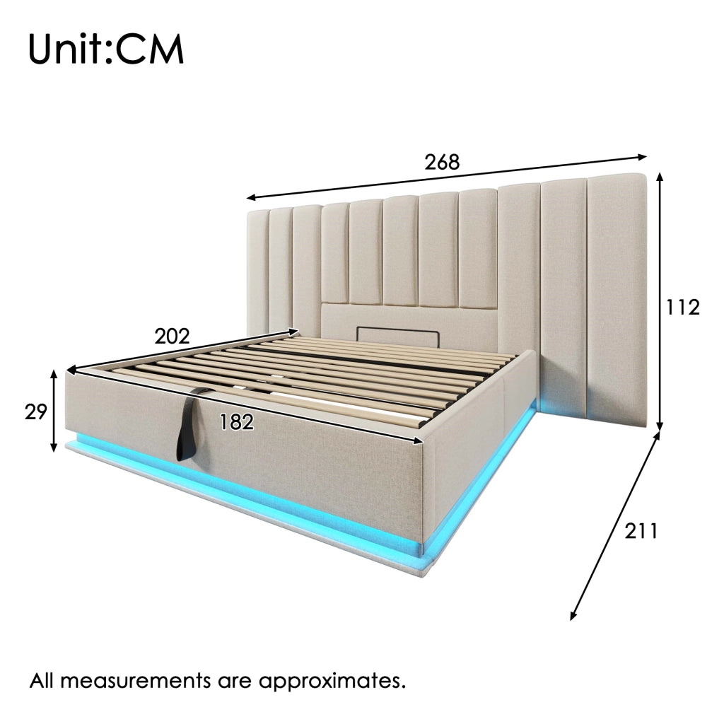 letto imbottito lino beige 180 x 200 cm