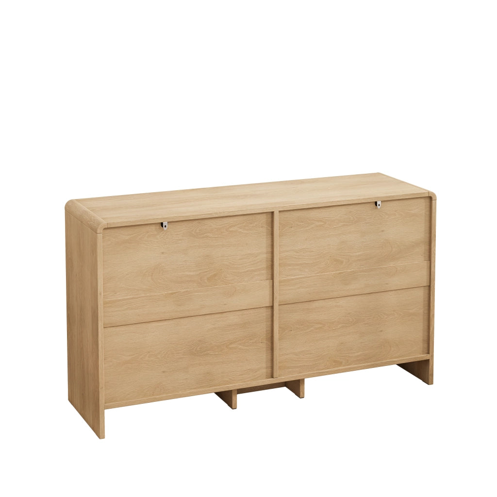 CASSETTIERA 130 cm in rattan naturale con 6 cassetti e angoli arrotondati