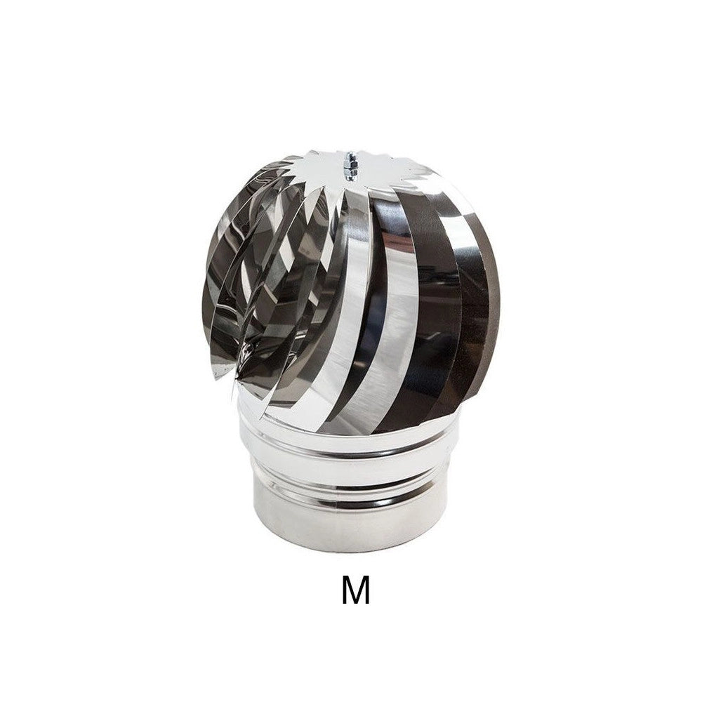 Fumaiolo da 200mm tipo radiante eolico inox aisi 304 base tonda innesto m maschio