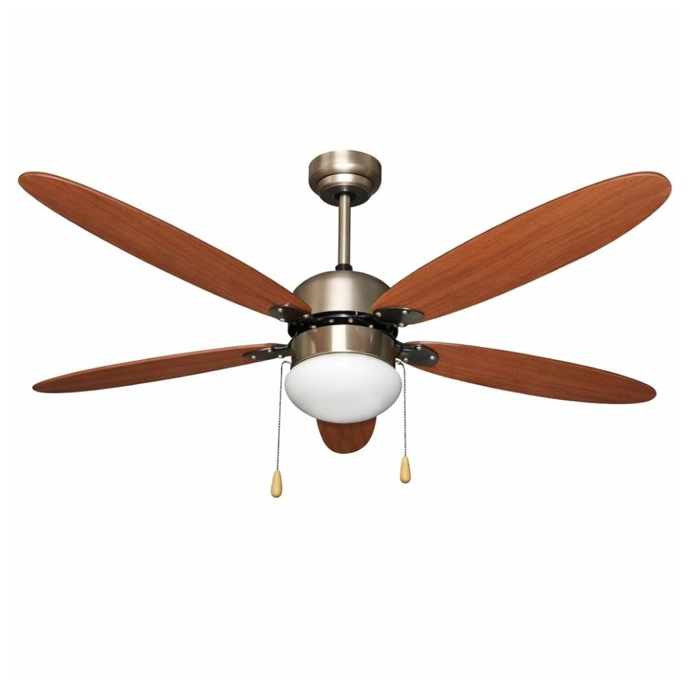 Ventilatore a soffitto di varie colorazioni con luce zephir 5 pale in legno, 3 velocità *** colore marrone, confezio...