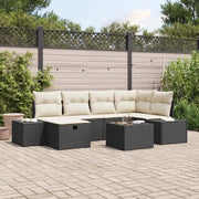 Set Divano da Giardino con cuscino 7 pcs Nero polyrattan 3359386