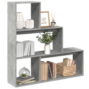 Libreria Divisorio 3 Piani-Scaffale per Libri-Mobile di Stoccaggio Grigio Cemento 123x29x123 Truciolato