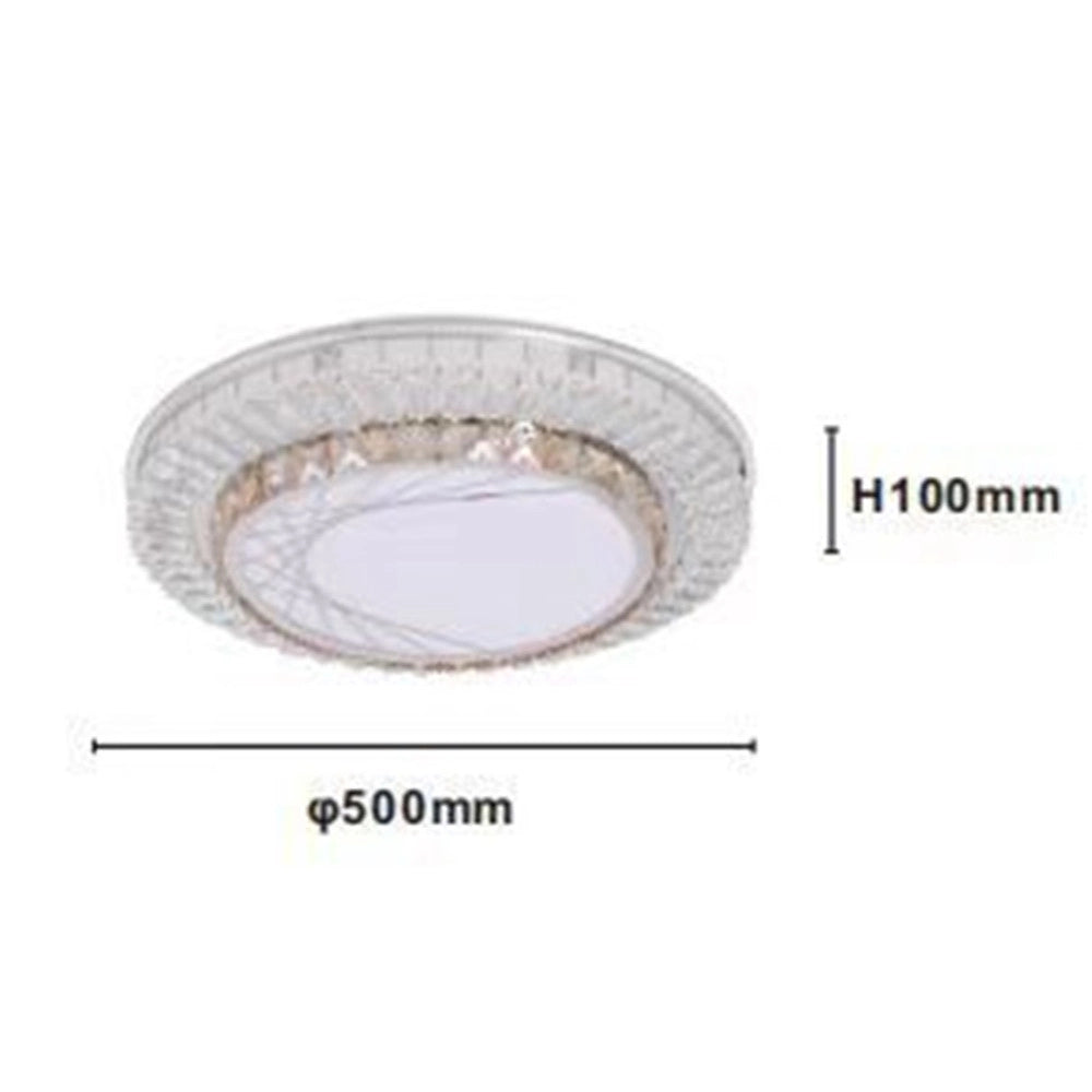 Trade Shop - Plafoniera Da Soffitto 65w ø50cm Led A Strati Cristalli Ragnatela Luce Fredda 08034 -