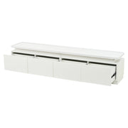 Mobile TV con 4 cassetti e LED - per soggiorno - 180x34x40 cm - in truciolato - bianco