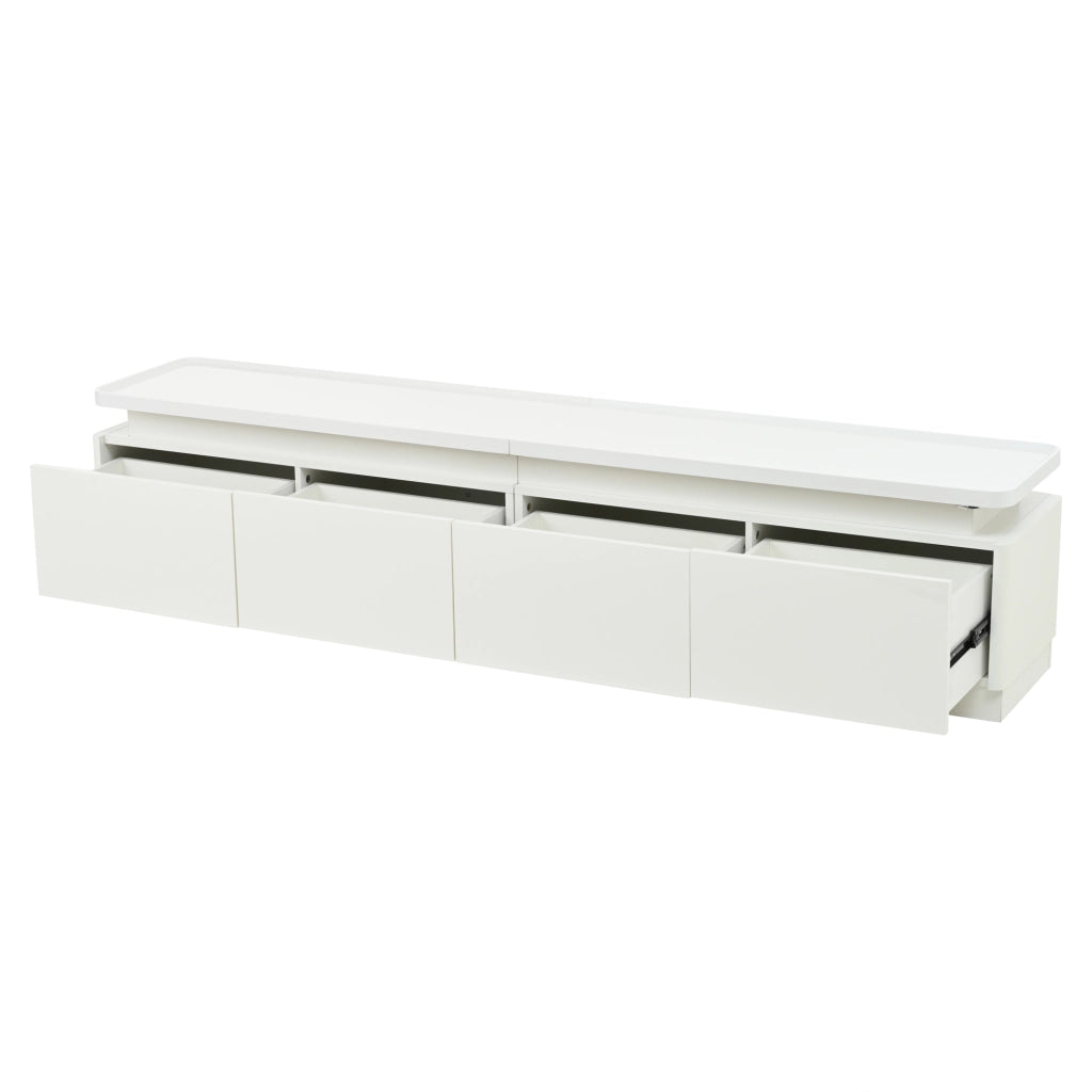 Mobile TV con 4 cassetti e LED - per soggiorno - 180x34x40 cm - in truciolato - bianco