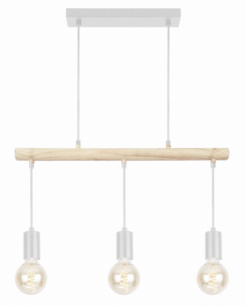 Lampada a sospensione Candellux IZZY bianco/legno 3xE27