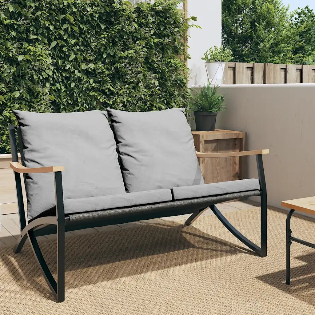 Panchina da Giardino con Cuscini 120 cm Nera in Acciaio 4009306