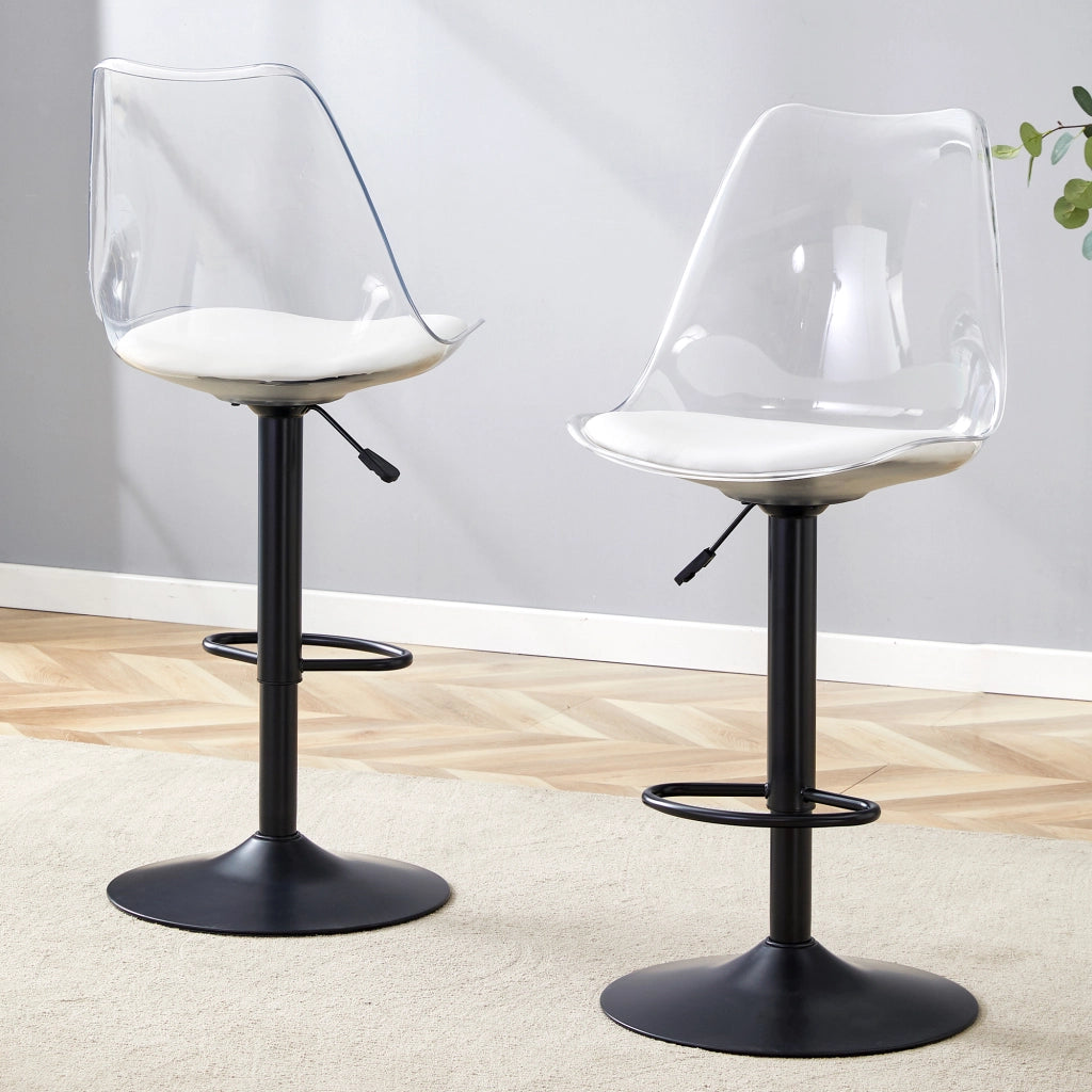 SGABELLO BAR trasparente regolabile 60-80 cm nero in metallo e plastica