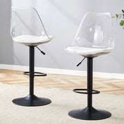 SGABELLO BAR trasparente regolabile 60-80 cm nero in metallo e plastica