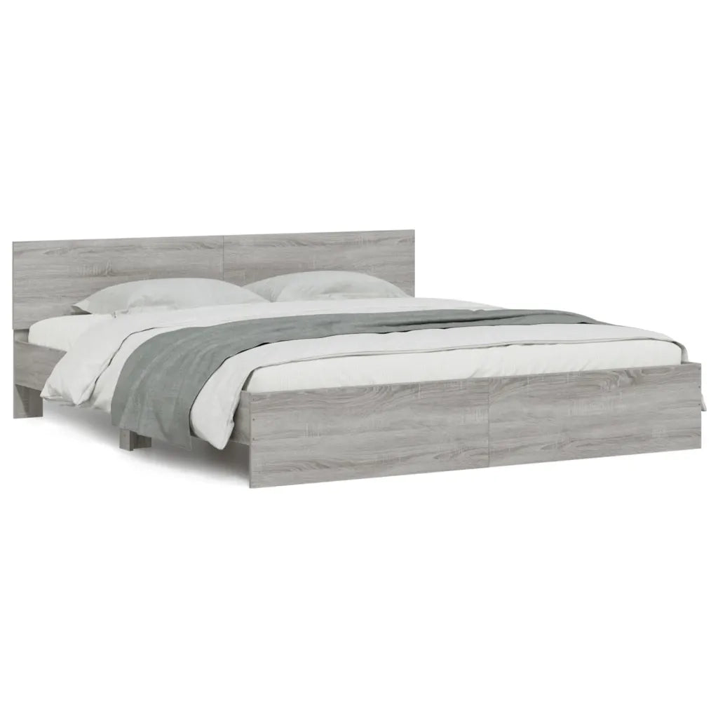 Letto matrimoniale | Letto per adulti | Giroletto con Testiera Grigio Sonoma 180x200 cm