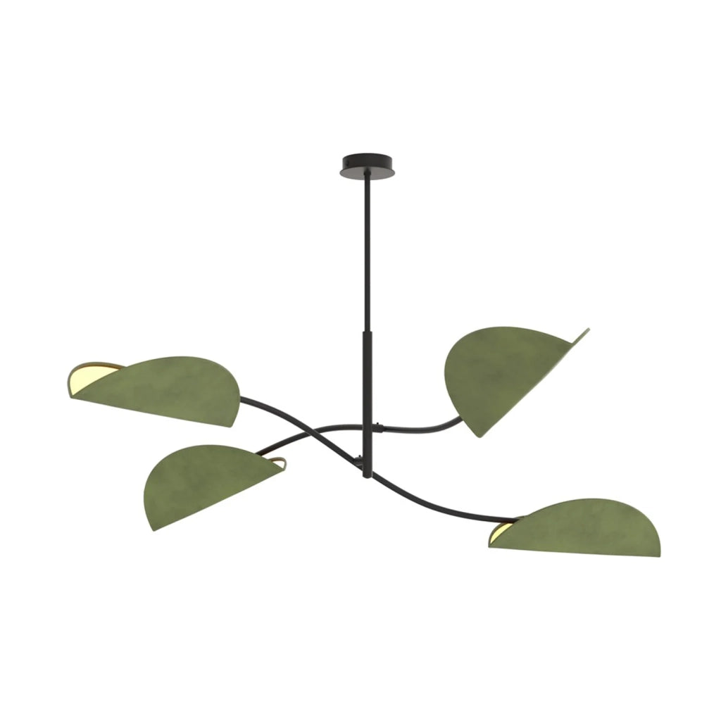 Plafoniera Moderna Ares Acciaio Nero Verde 4 Luci E14 Ip20
