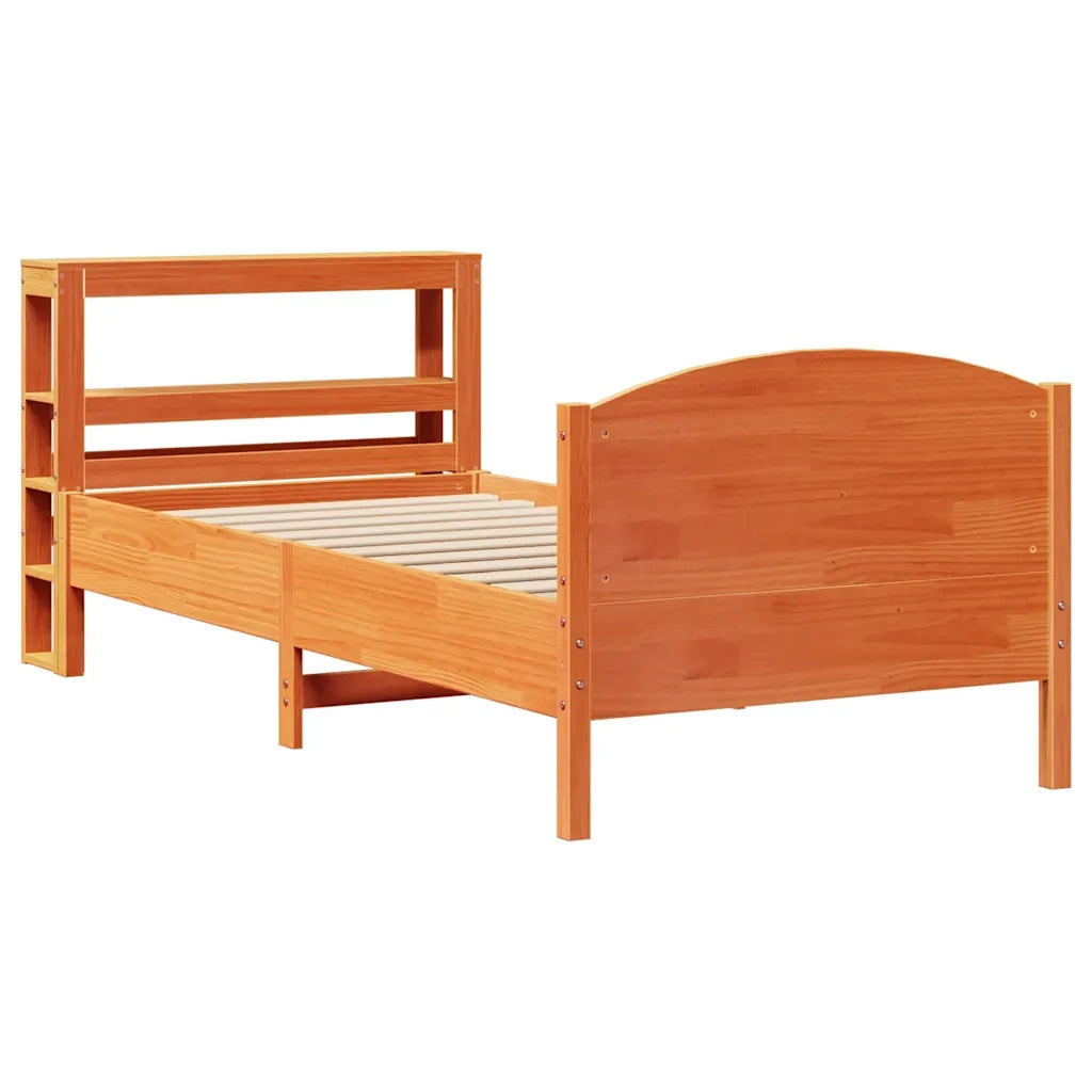 Letto senza Materasso-Struttura Letto Marrone Cera 75x190 cm in Legno di Pino 576394