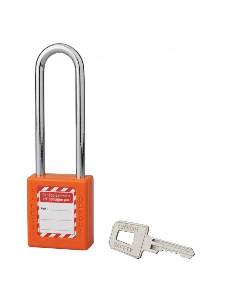 Lucchetto con arco in acciaio Ø 6 x 76 mm, arancione – THIRARD