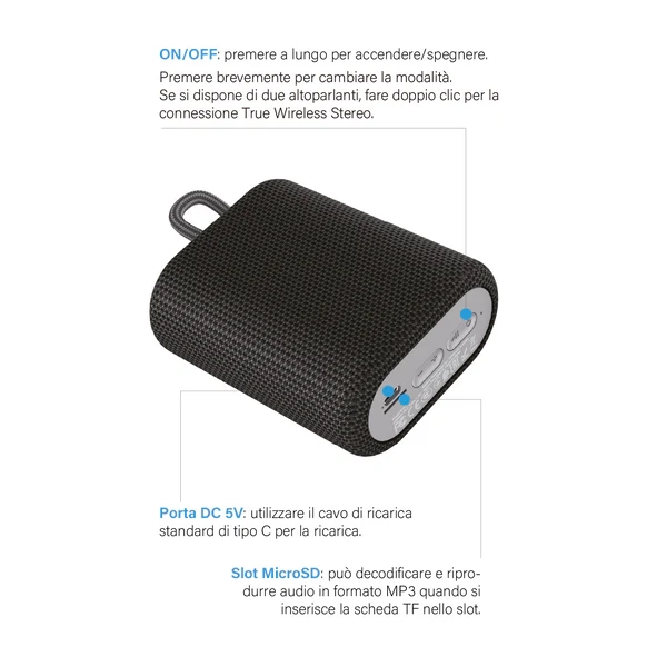 ALTOPARLANTE BLUETOOTH 5W LOSTECH Colore Nero - LOSTECH