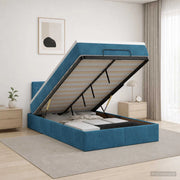 Letto ottomano con materasso Blu Scuro 120 x 200 cm Velluto 3457645