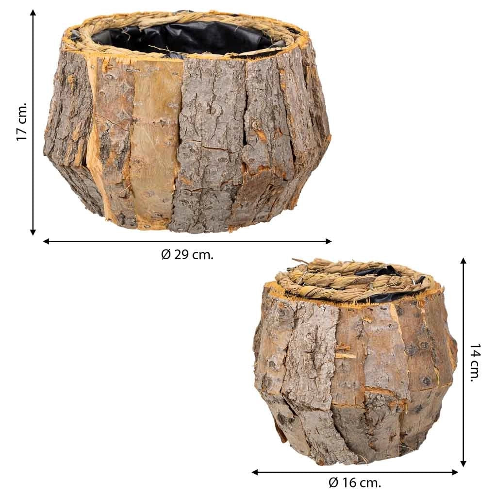 Set di 2 cestini in legno marrone