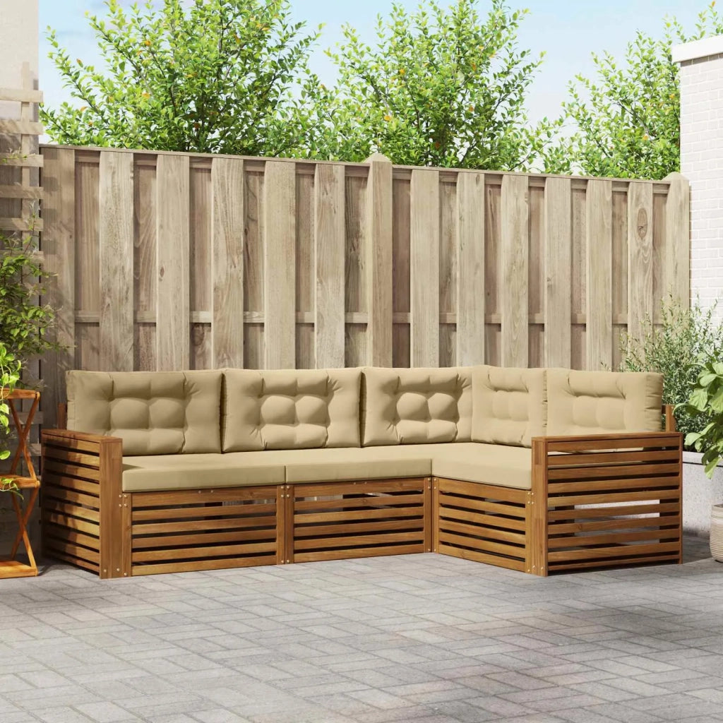 Set di divani da esterno con cuscino 4 pcs Naturale e Beige 3373388