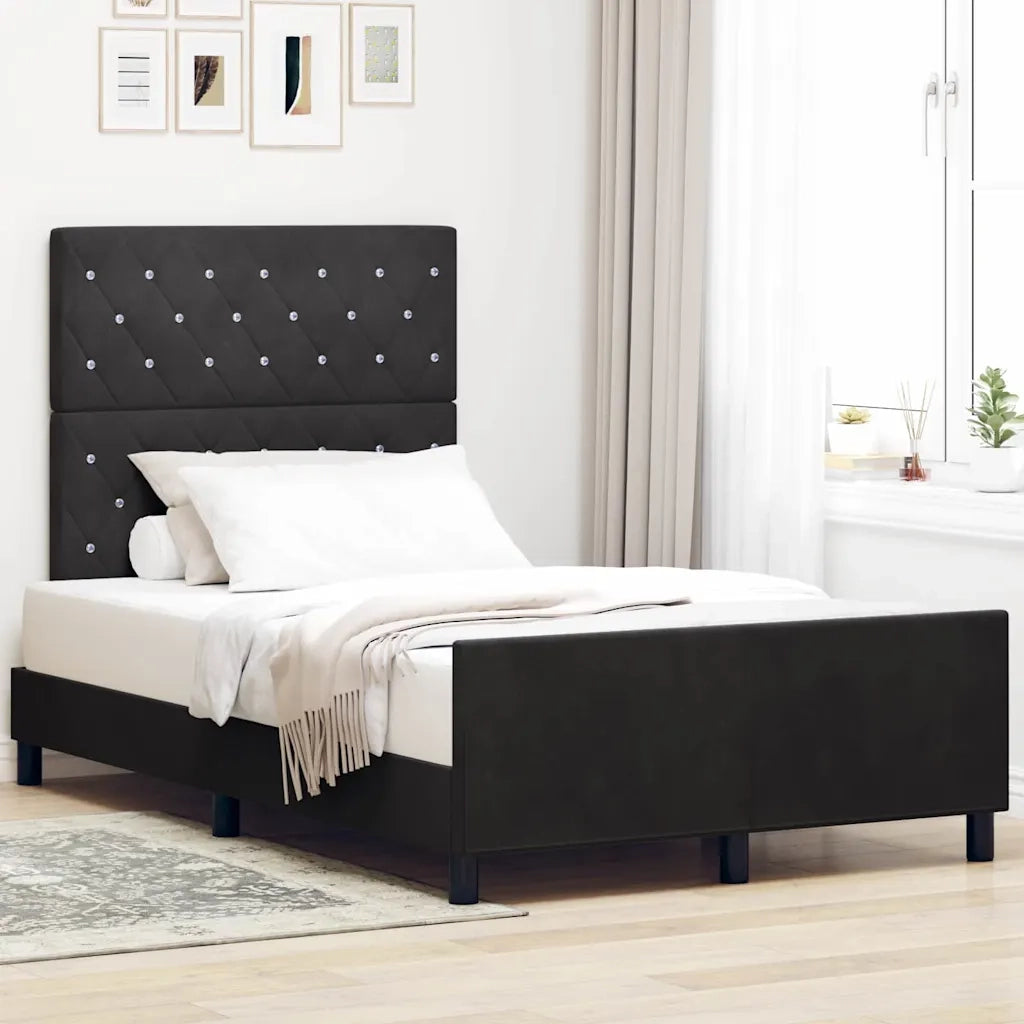 Letto a molle con testiera Nero 120 x 200 cm Velluto 3344869