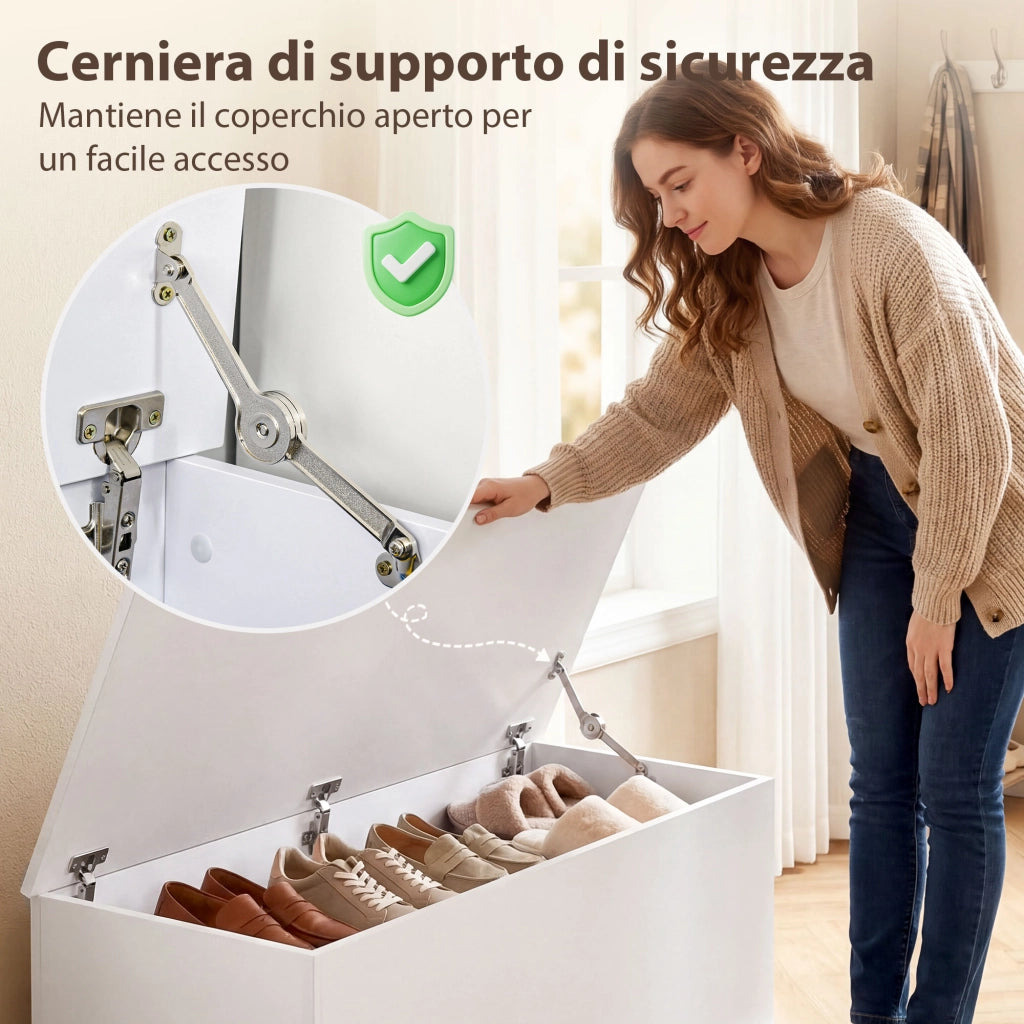 Cassapanca Contenitore in Legno ¨C Minimal ¨C Bianco 100x40x40cm