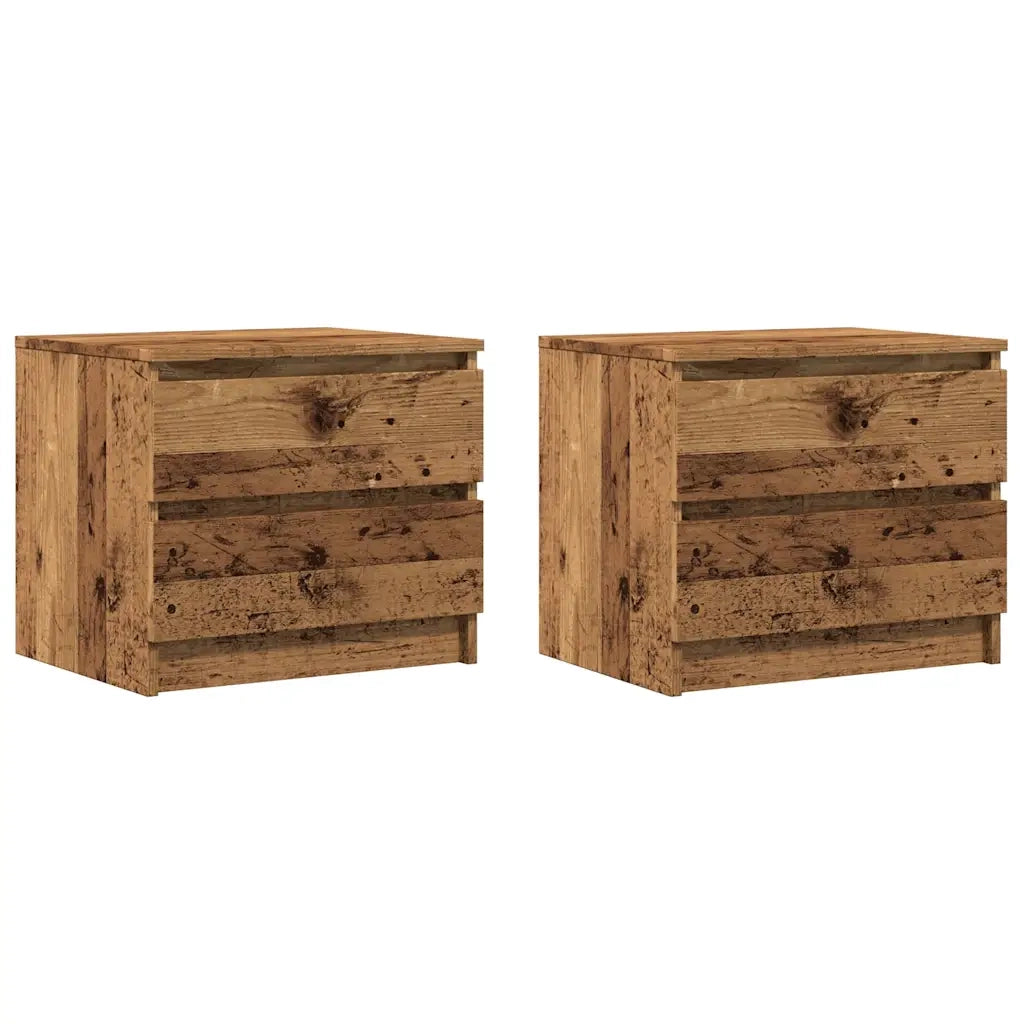 Comodini 2 pz-Set di 2 Tavolino da notte Legno Antico 50x40x43.5 cm in Legno Multistrato