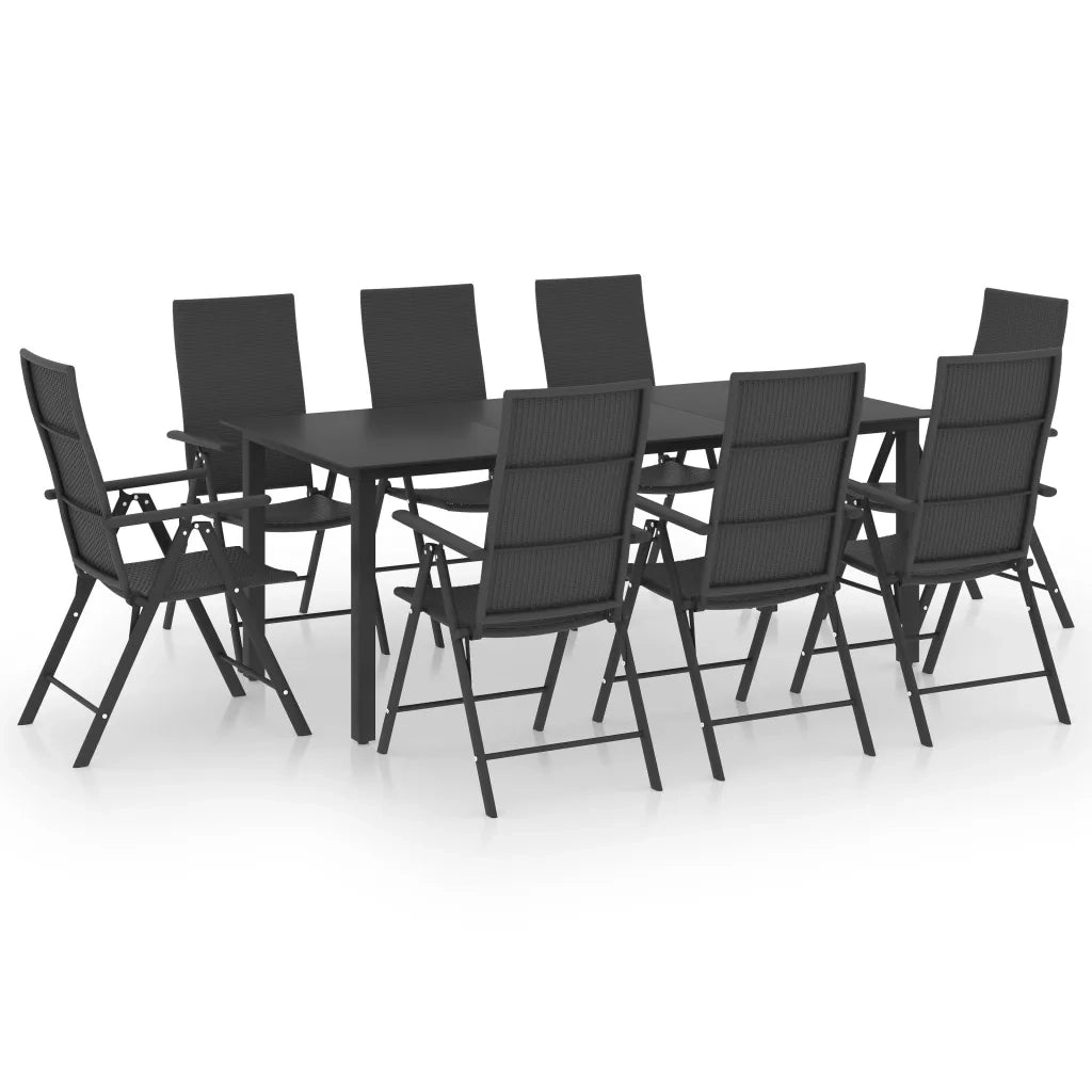 Set da Pranzo da Giardino 9 pz Nero 3060051