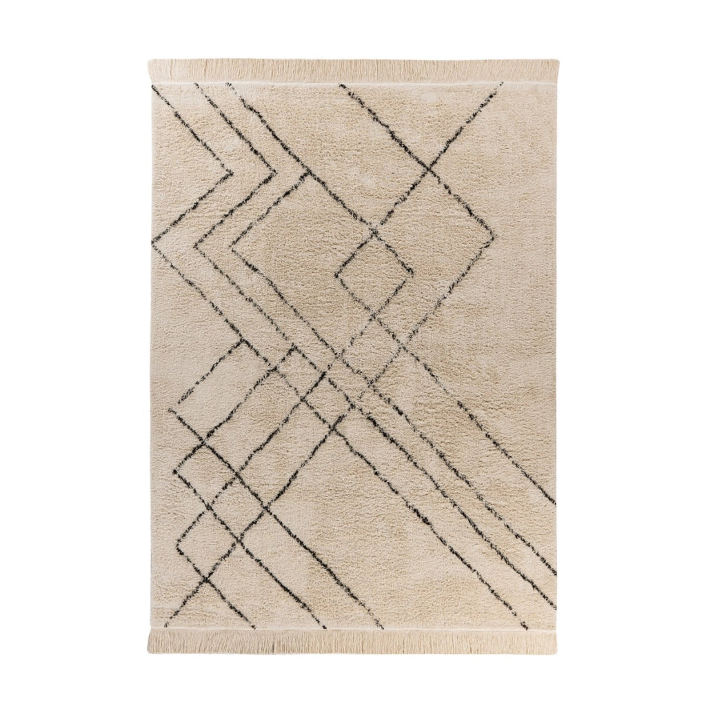 Tappeto moderno Mylen in cotone crema e nero 200x290 cm