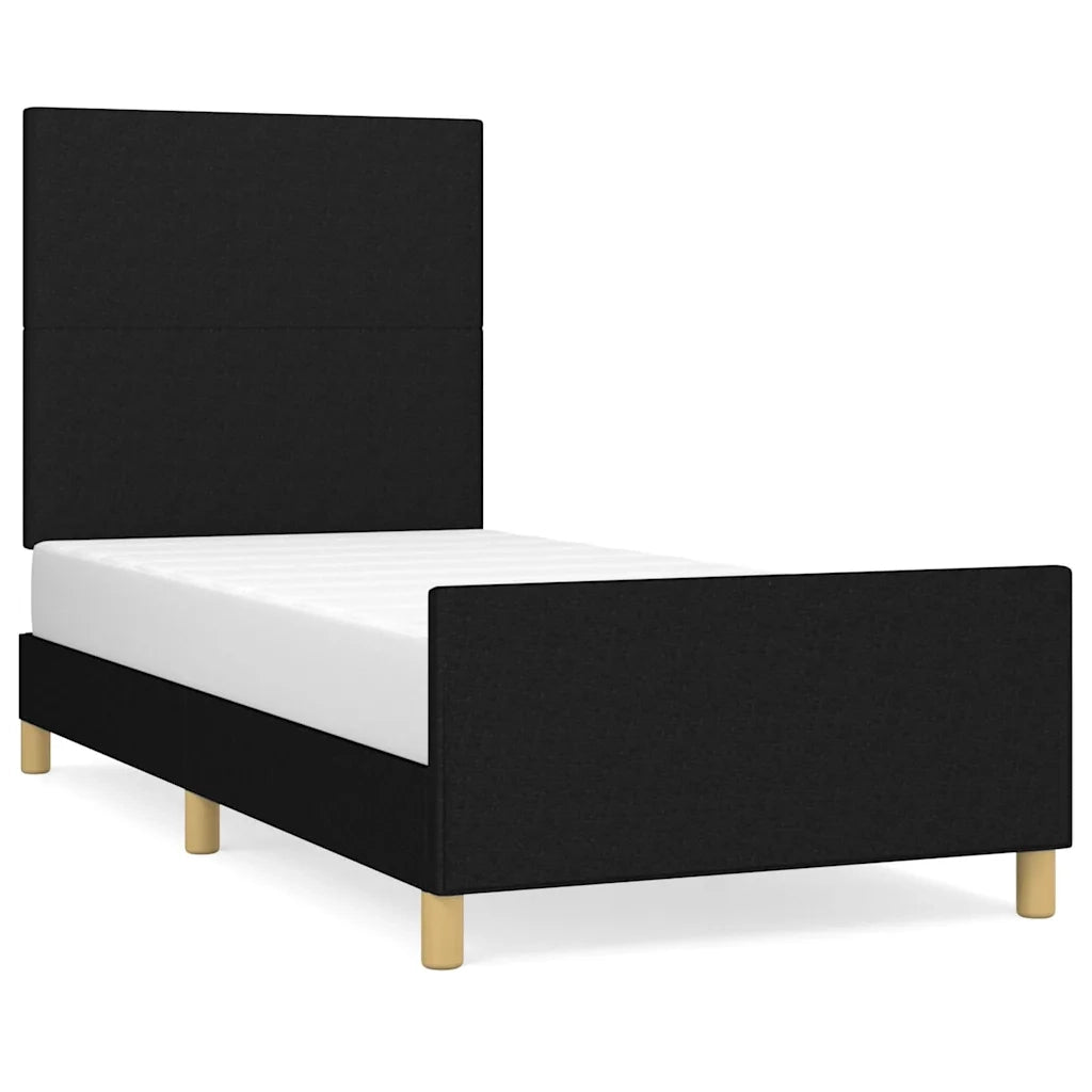 Letto singolo | Letto per adulti | Giroletto senza Materasso Nero 90x200 cm in Tessuto
