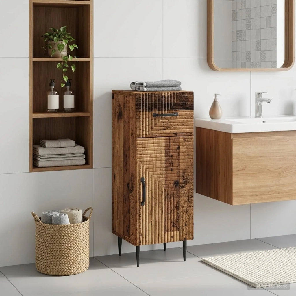 Mobiletto da Bagno HAARLEM Legno antico 30 x 31 x 80 cm 896833
