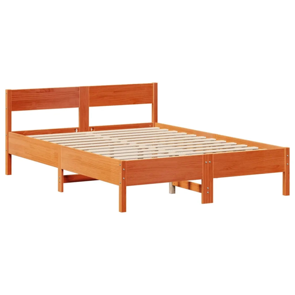 Letto Libreria senza Materasso Marrone Cera 140x200 cm in Pino 3322950