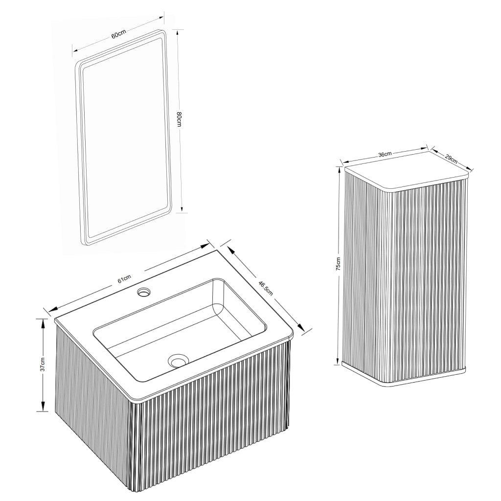 Ensemble de meubles de salon specchio LED, mobile lavabo e mobile laterale, in MDF bianco
