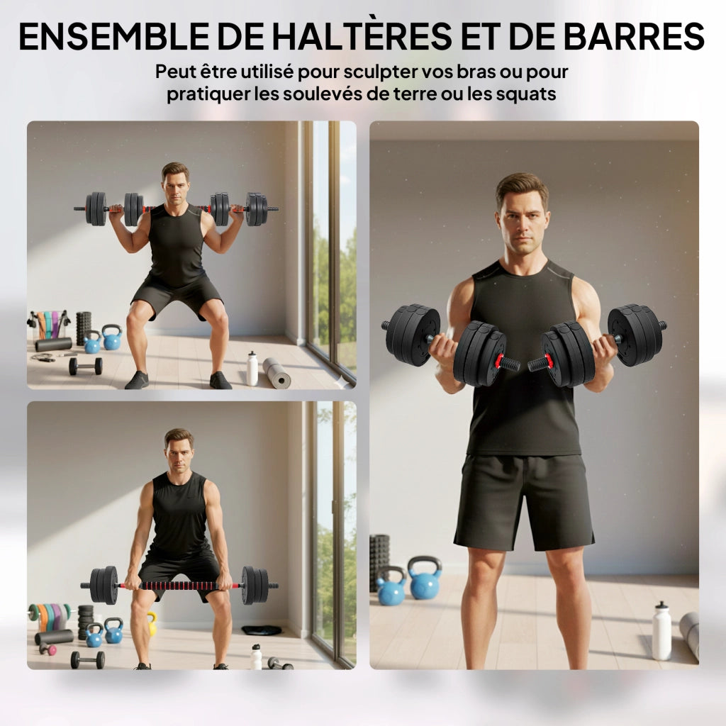 Kit Halt¨¨res 2 in 1 ¨C Minimal ¨C 2x25 kg, Nero e Rosso