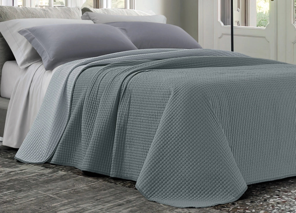 Quilt Trapuntino Estivo 100gr/mq Bicolor Double Face Tinta Unita Modello Cloe - Matrimoniale - Grigio