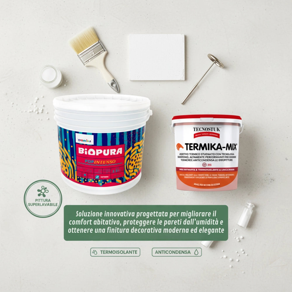 Kit pittura colorata pop intenso 2,5 l e additivo anticondensa termika-mix tecnostuk 1 l *** colore- rosso magnetico ...