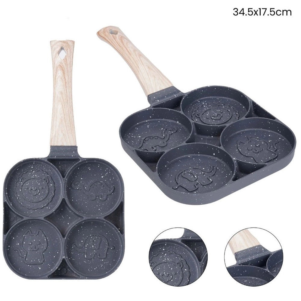 Trade Shop - Padella Antiaderente A 4 Fori Con Animali Per Pancake Uova Fritte Hamburger 624385 -