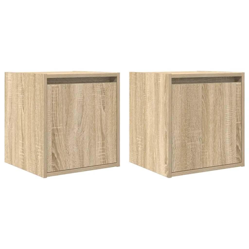 Comodini a Muro 2 pz-Set di 2 Tavolino da notte Rovere Sonoma 38x34x40 cm 109261