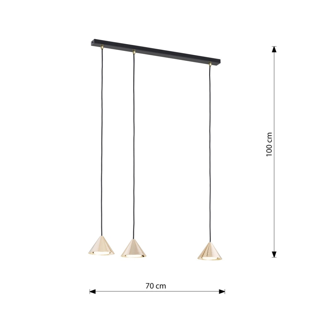 Lampada a sospensione barra nera/oro ELIT 3xGX53 Emibig