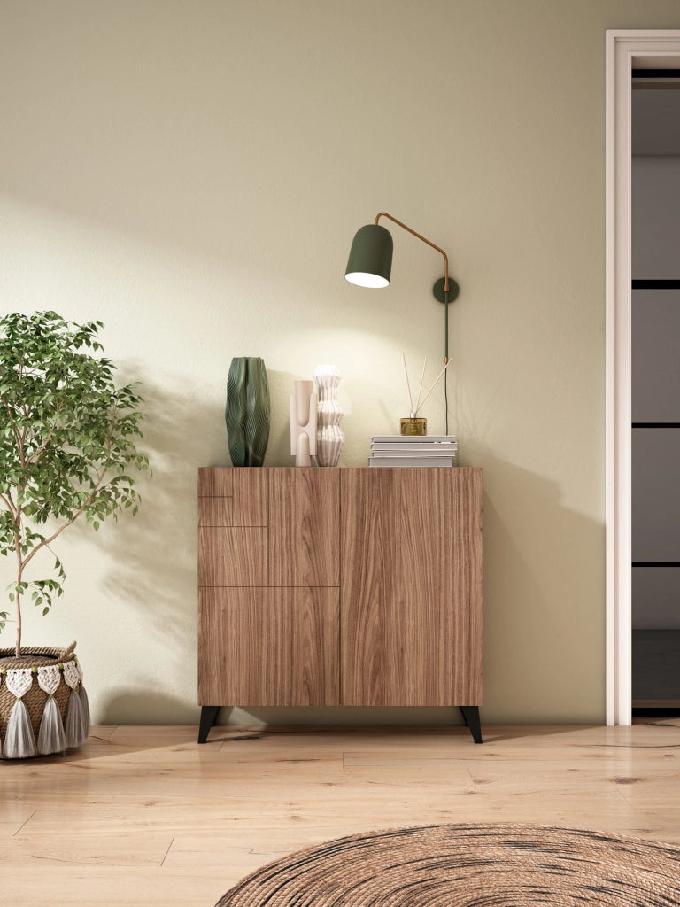 Scarpiera Herdasa effetto noce gambe nere 87x90x27