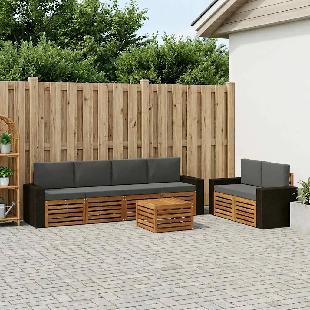 Set di divani da esterno con cuscino 7 pcs Naturale e Antracite 3384063
