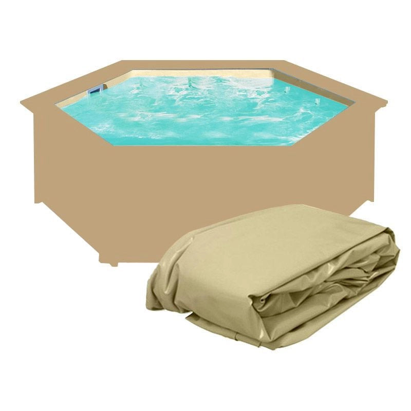 Liner Di Ricambio Colore Azzurro spessore 0,50 Mm - per Piscina In Legno Gre Esagonale  5,00 x H 1,27 m Colore: Beige, Dimensione piscina: Ø 4.12 m