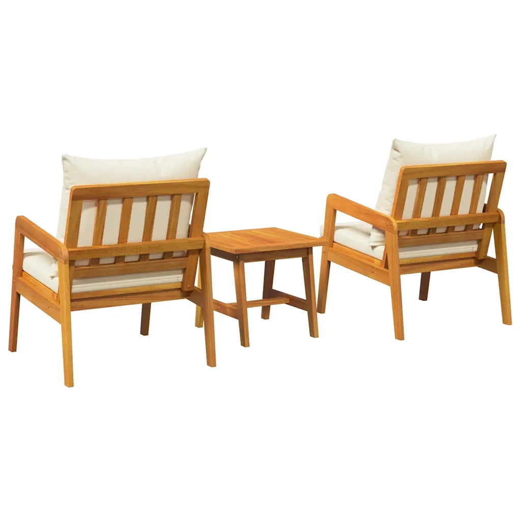 Set bistrot con cuscino 3 pz | Set Salotto da Giardino Marrone Legno di Acacia Massello