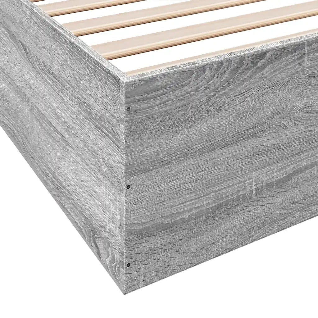 Letto matrimoniale | Letto per adulti | Giroletto Grigio Sonoma 200x200 cm in Legno Multistrato