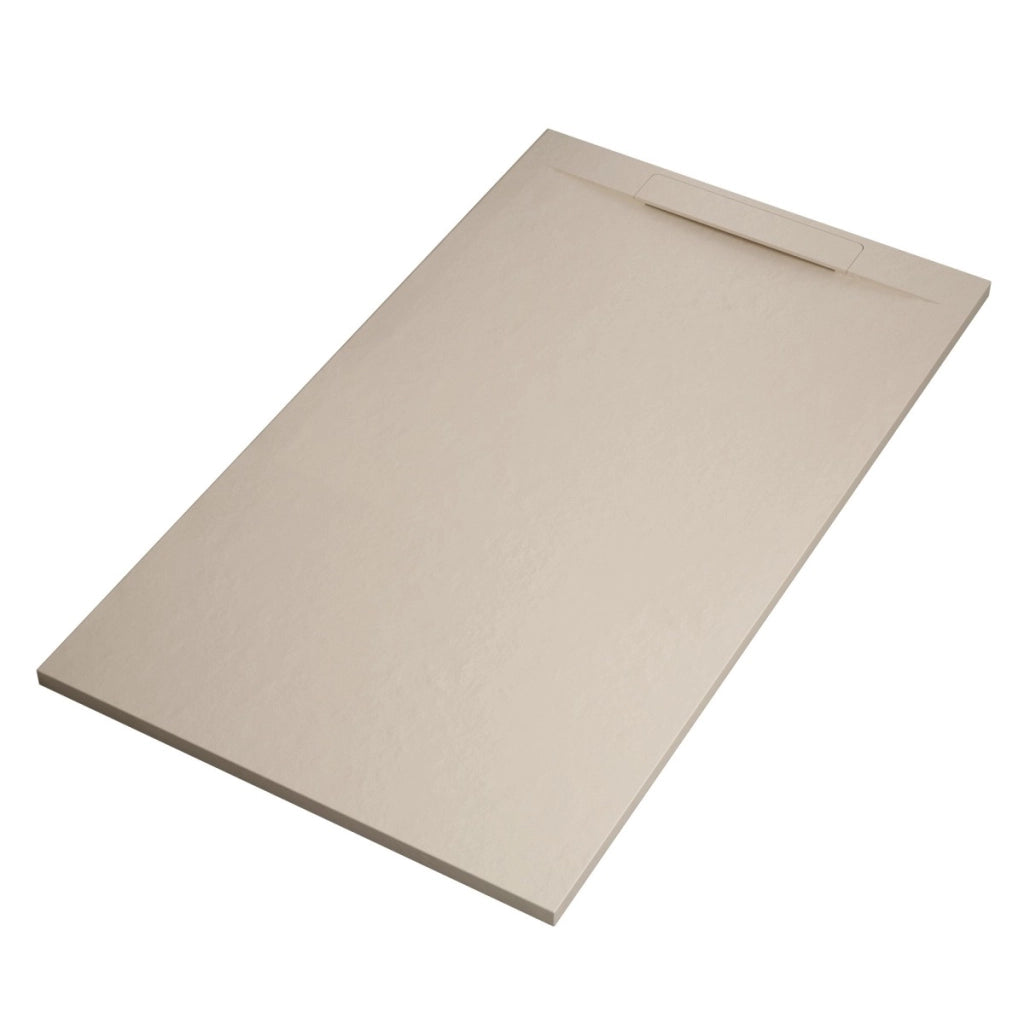 Piatto doccia in marmoresina crema effetto pietra cemento vincent, misura 90x190
