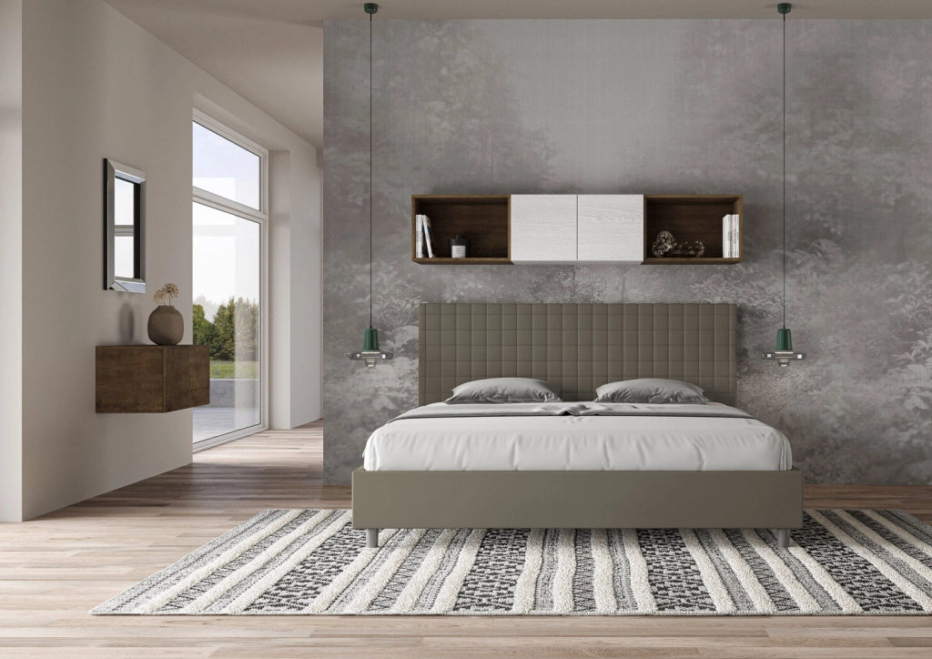 BS COM Letto matrimoniale king size con rete imbottito 190x190 similpelle cappuccino