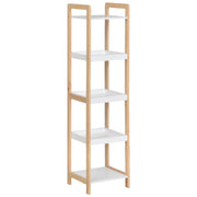 Etagere per Bagno in Bambu con Cestini ¨C Minimal ¨C 32x30x130 cm Bianco Beige