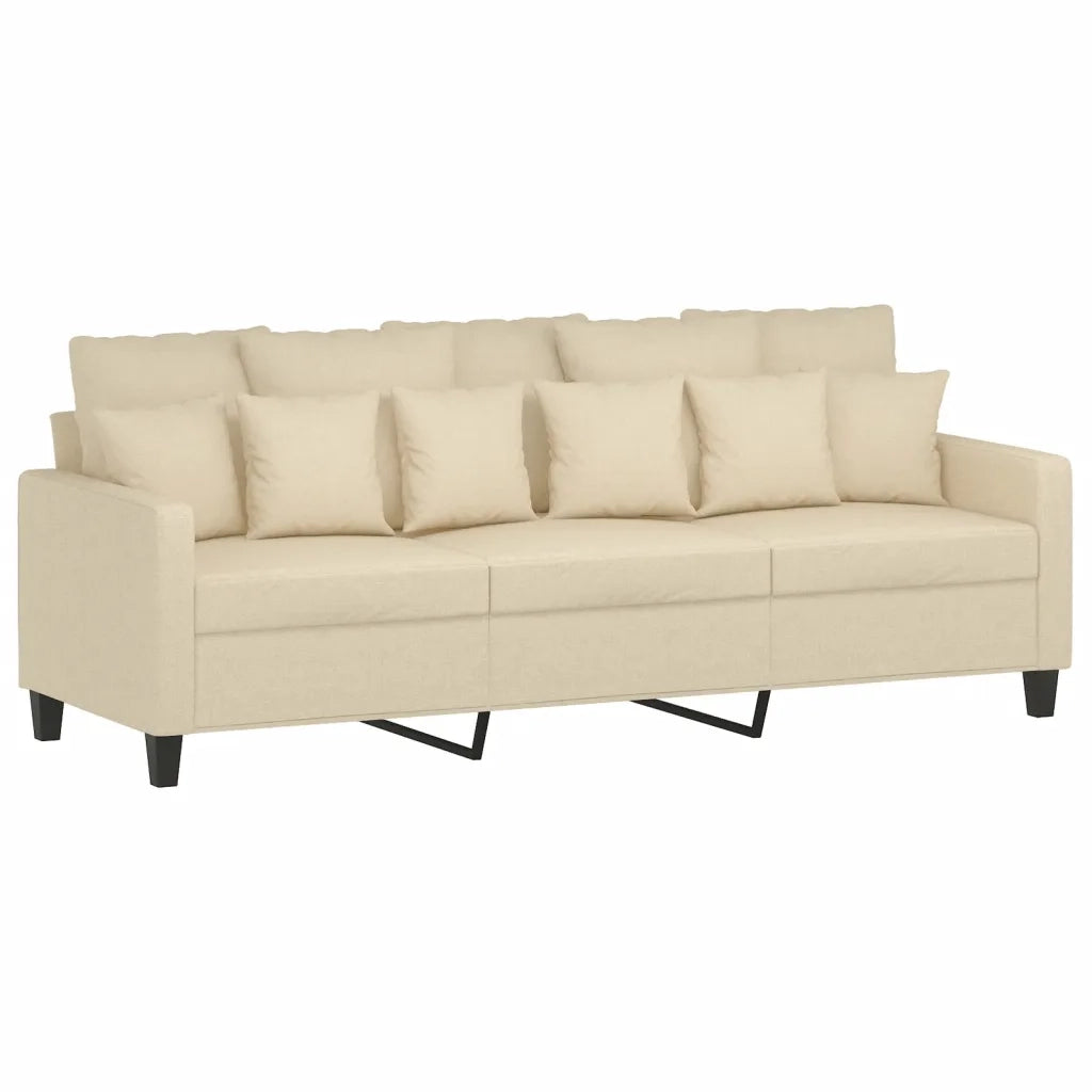 Set Divani 4 pz con Cuscini Crema in Tessuto